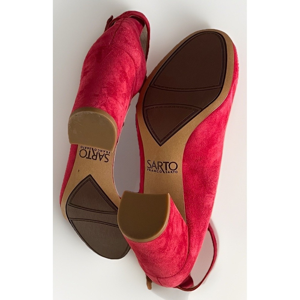 Franco Sarto SARTO Red Suede Block Heel Pumps Ankle Strap Womens 9 M NWOB - Picture 5 of 7